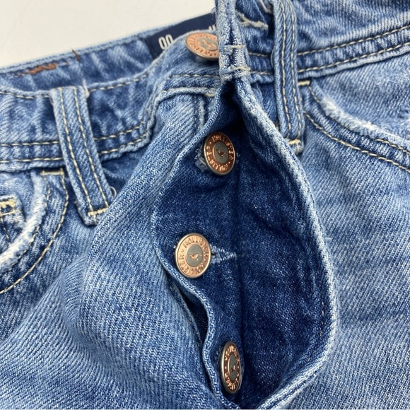 Hollister High Rise Mom Blue Jean  Shorts Stretch  Sz 00 W23 Button Fly - Picture 5 of 7